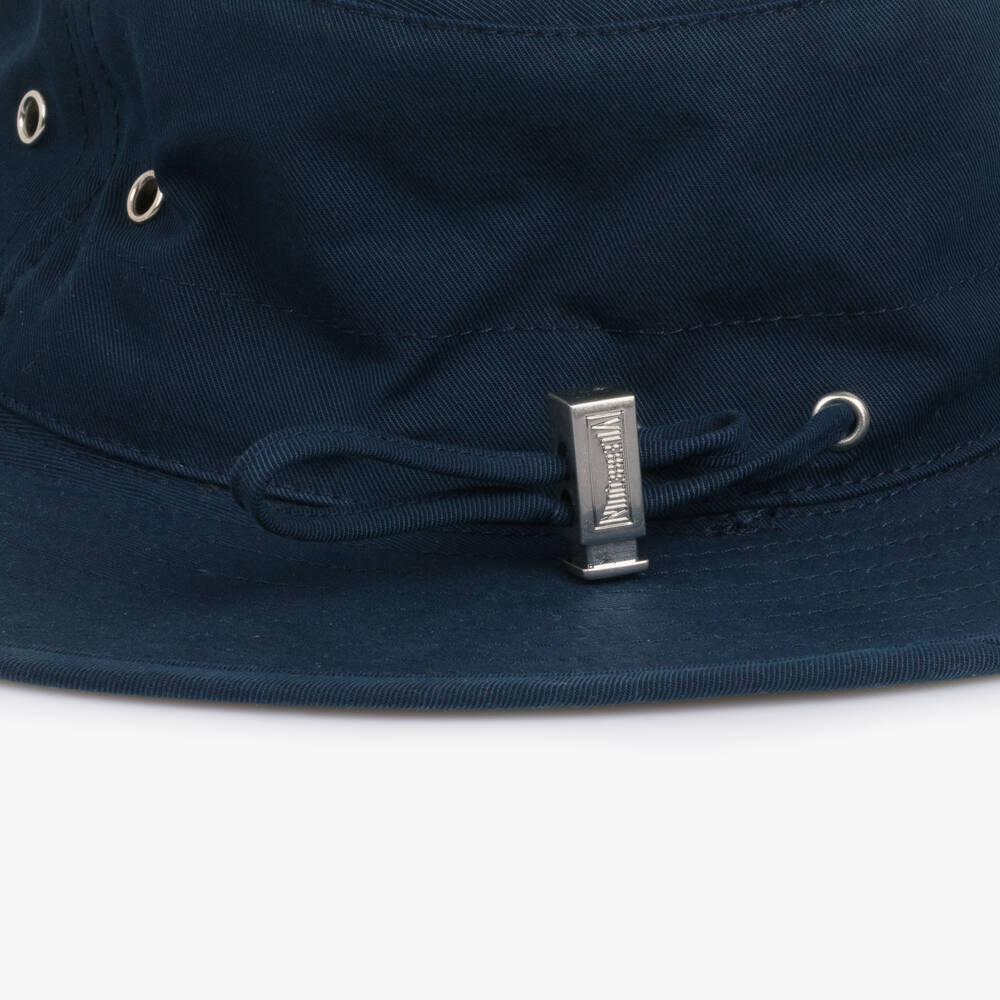 Vilebrequin-Boys Navy Blue Cotton Sun Hat with Embroidered Logo | Childrensalon