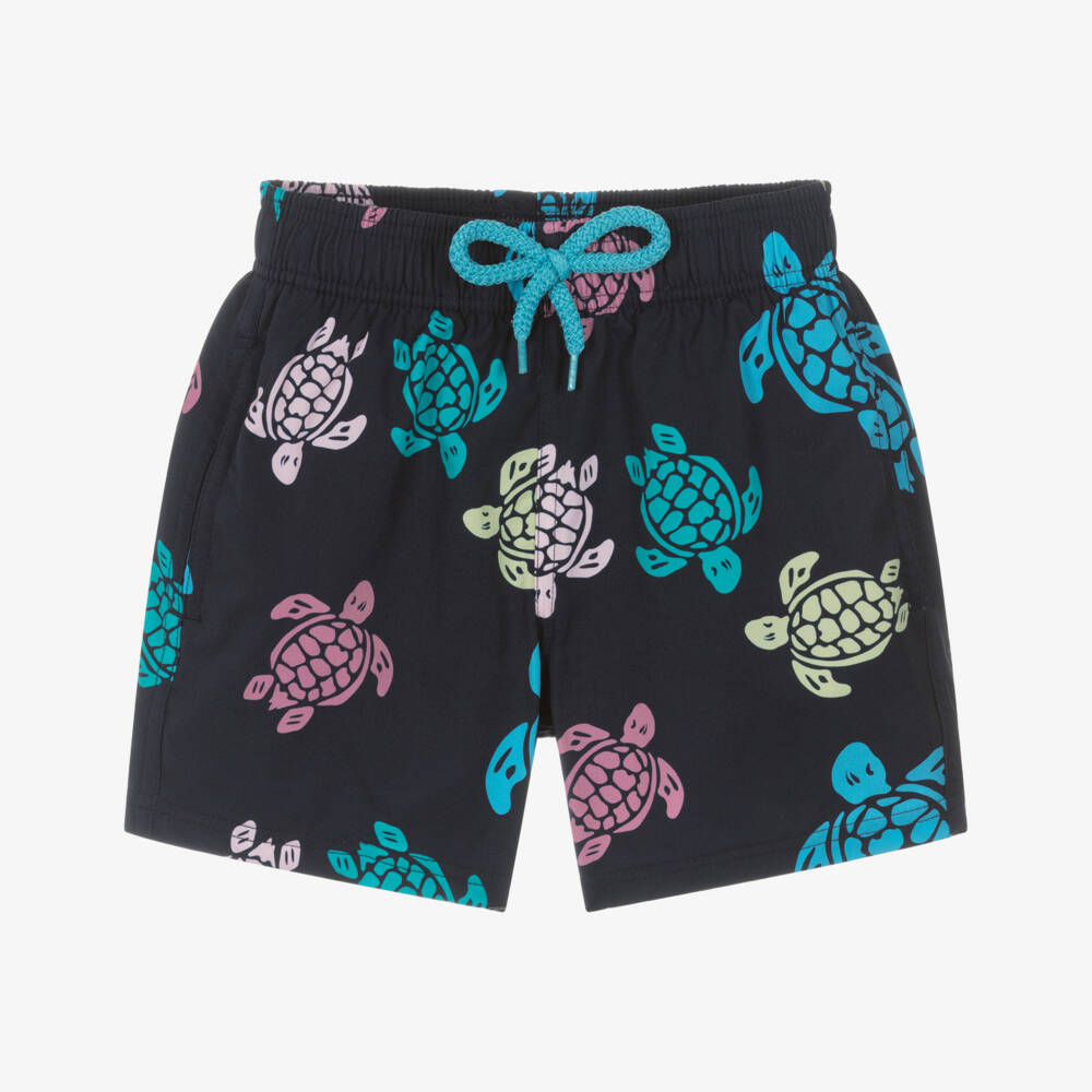 Vilebrequin-Boys Navy Blue Multi Coloured Turtle Print Swim Shorts | Childrensalon