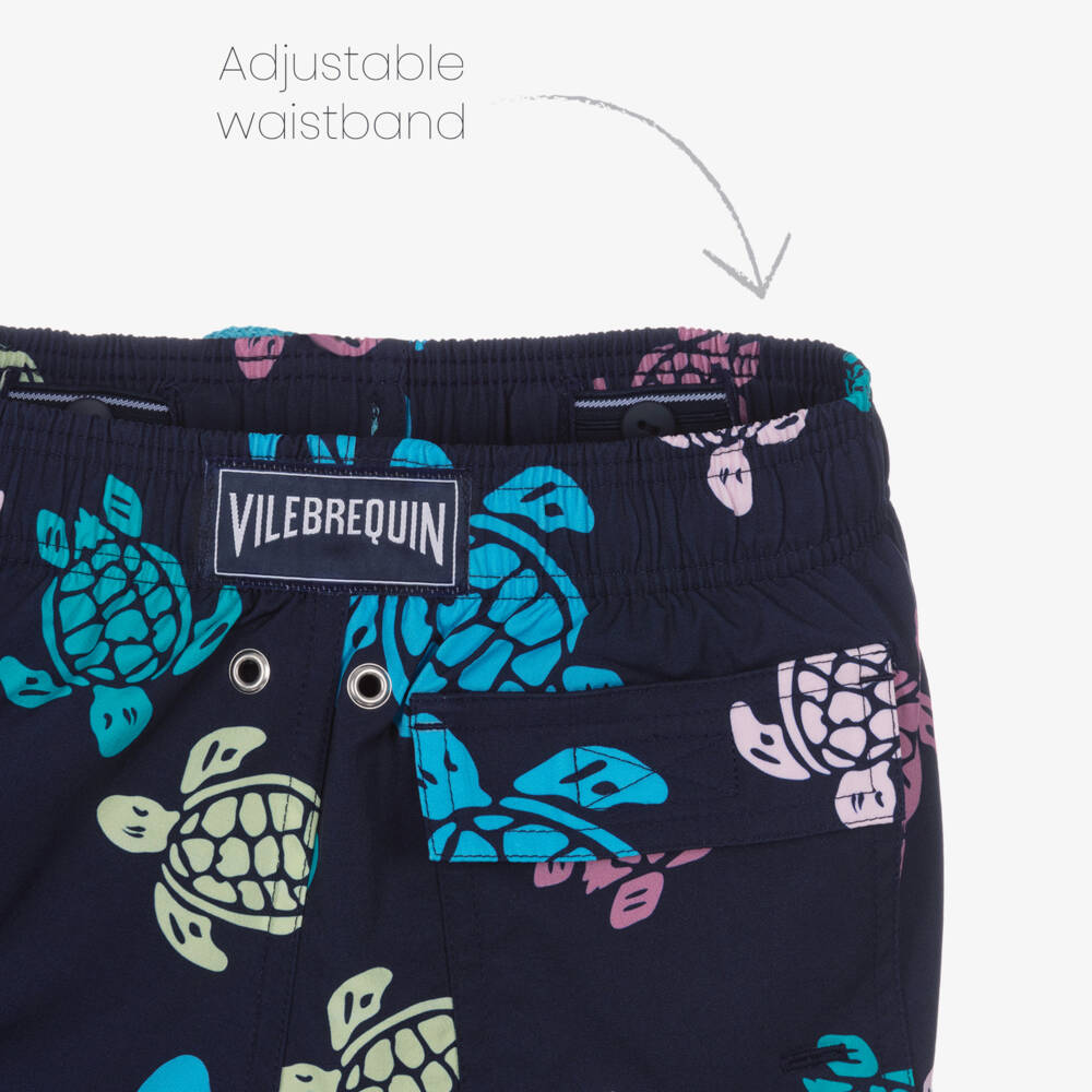 Vilebrequin-Boys Navy Blue Multi Coloured Turtle Print Swim Shorts | Childrensalon