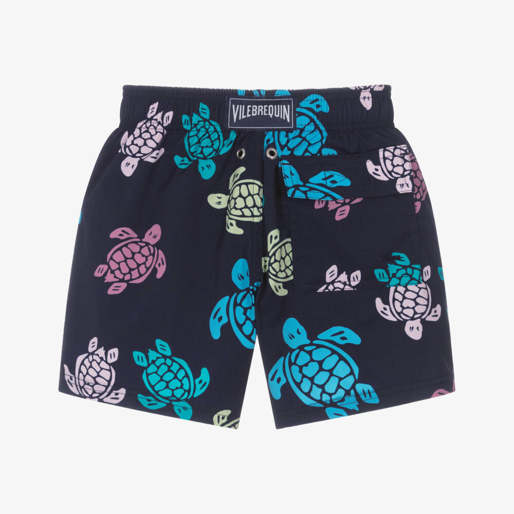 Vilebrequin-Boys Navy Blue Multi Coloured Turtle Print Swim Shorts | Childrensalon