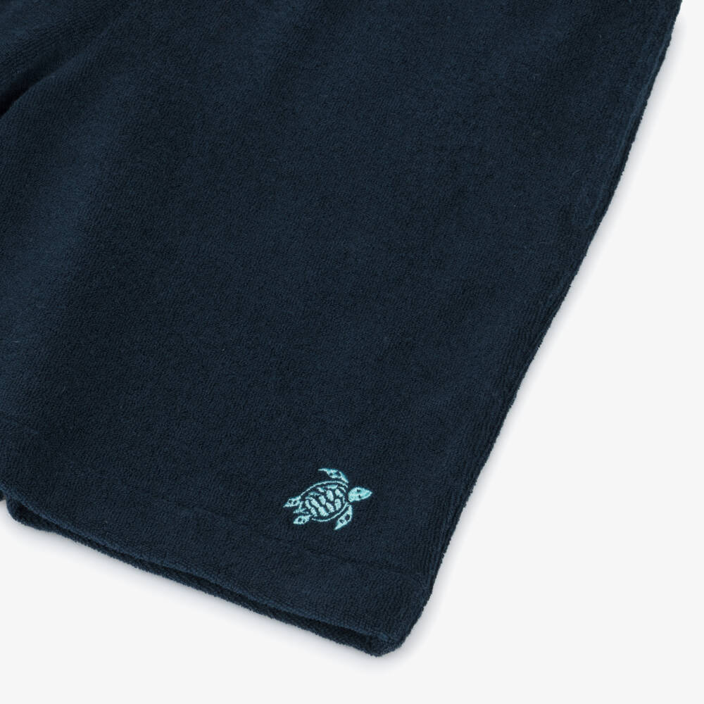 Vilebrequin-Boys Navy Blue Organic Cotton Towelling Shorts | Childrensalon