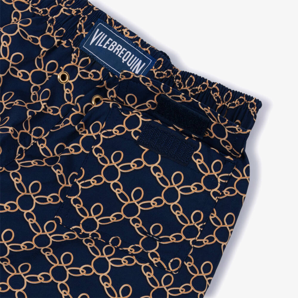 Vilebrequin-شورت سباحة بنقشة سلسلة السلاحف لون كحلي للأولاد | Childrensalon