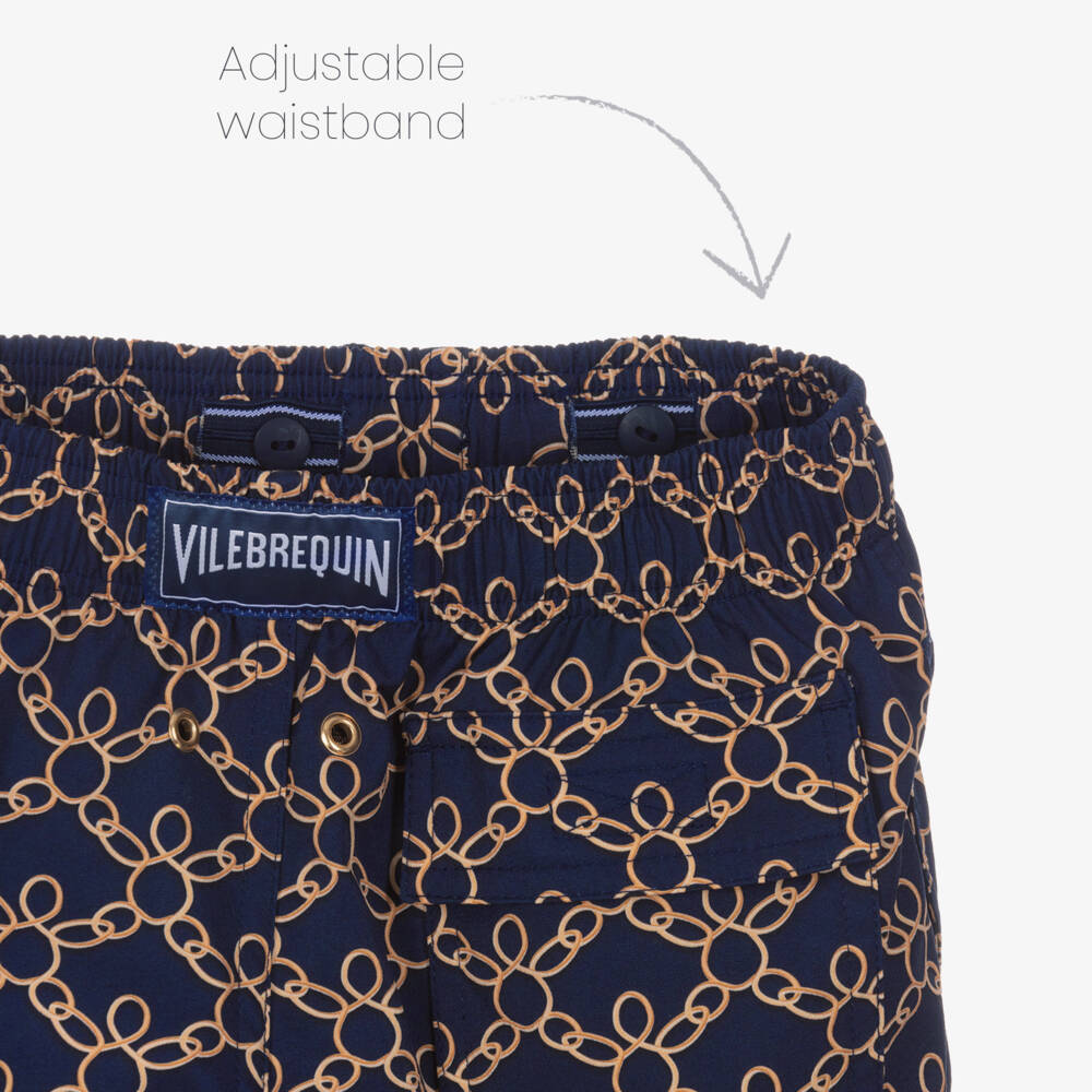 Vilebrequin-شورت سباحة بنقشة سلسلة السلاحف لون كحلي للأولاد | Childrensalon