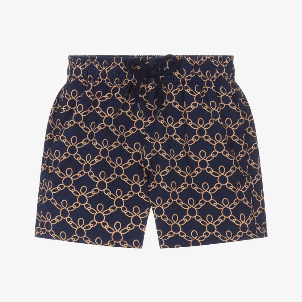 Vilebrequin-شورت سباحة بنقشة سلسلة السلاحف لون كحلي للأولاد | Childrensalon