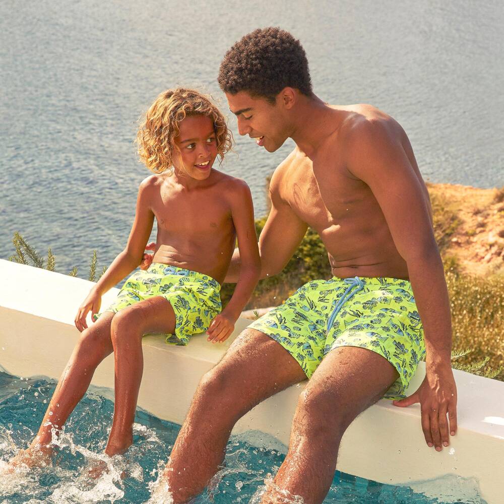 Vilebrequin-Boys Neon Yellow Swim Shorts with Fish Print | Childrensalon