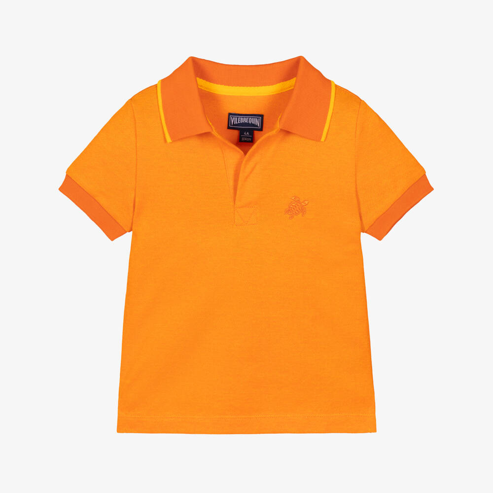 Vilebrequin-Boys Orange Cotton Polo Shirt | Childrensalon