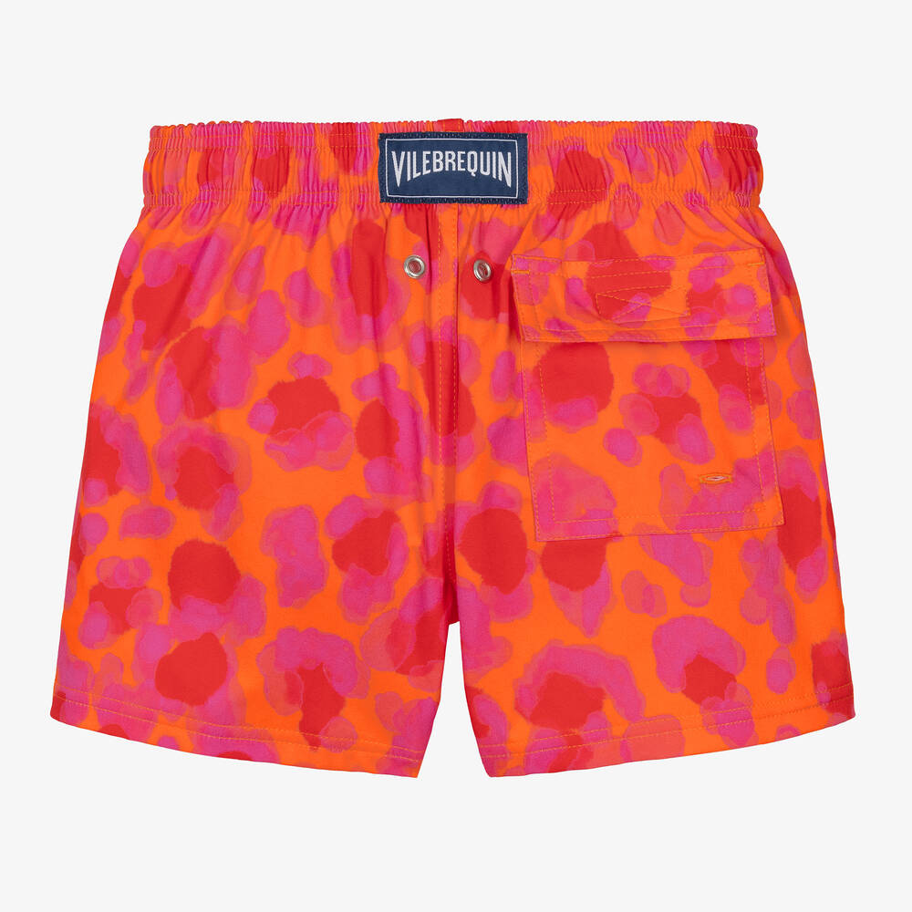 Vilebrequin-Boys Orange & Pink Abstract Swim Shorts | Childrensalon