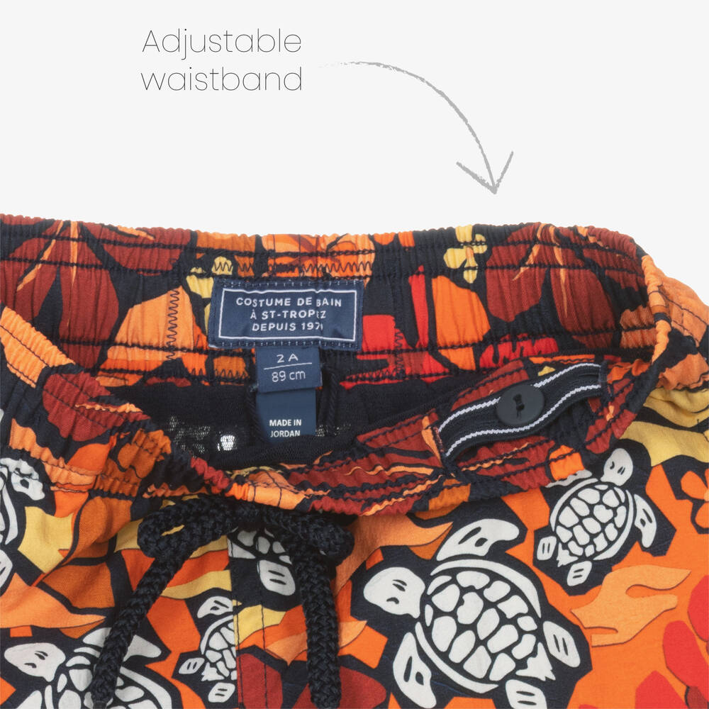 Vilebrequin-Boys Orange Tropical Print Swim Shorts | Childrensalon