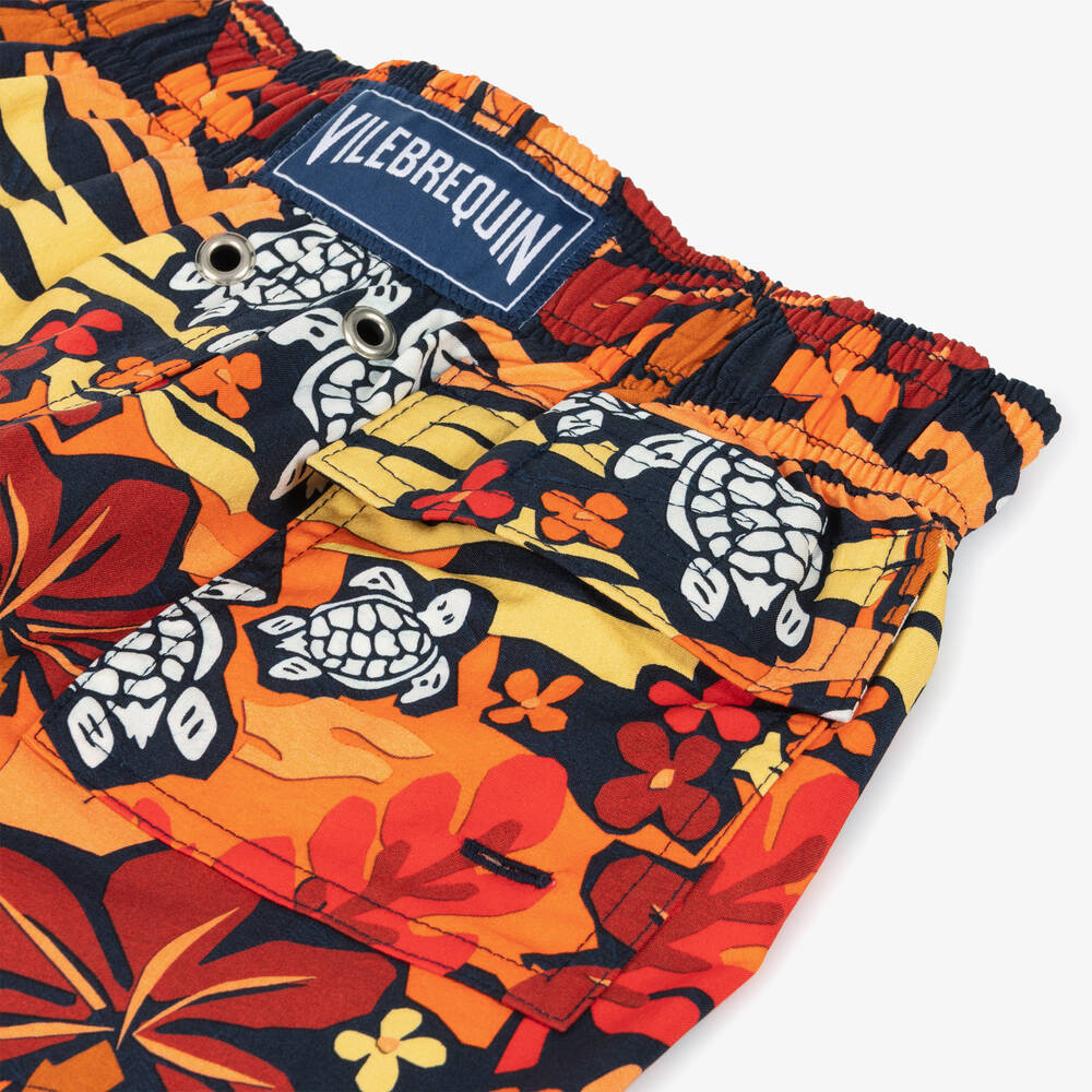 Vilebrequin-Boys Orange Tropical Print Swim Shorts | Childrensalon