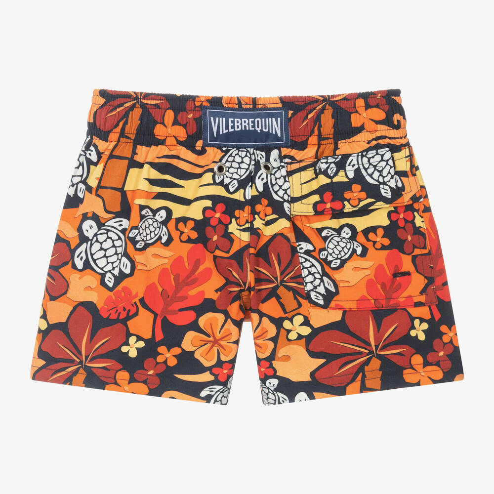 Vilebrequin-Boys Orange Tropical Print Swim Shorts | Childrensalon