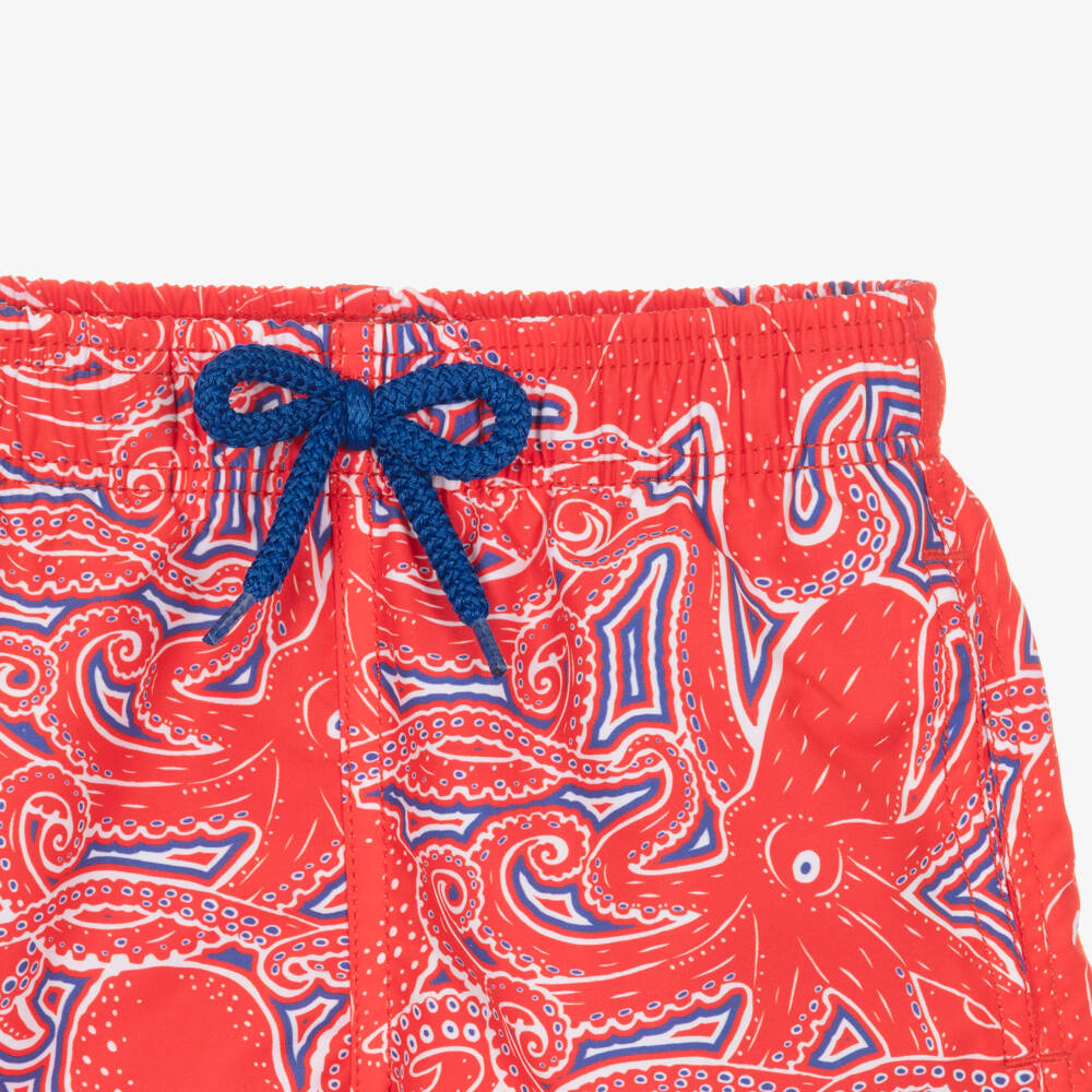 Vilebrequin-Boys Red Swim Shorts with Octopus Print | Childrensalon
