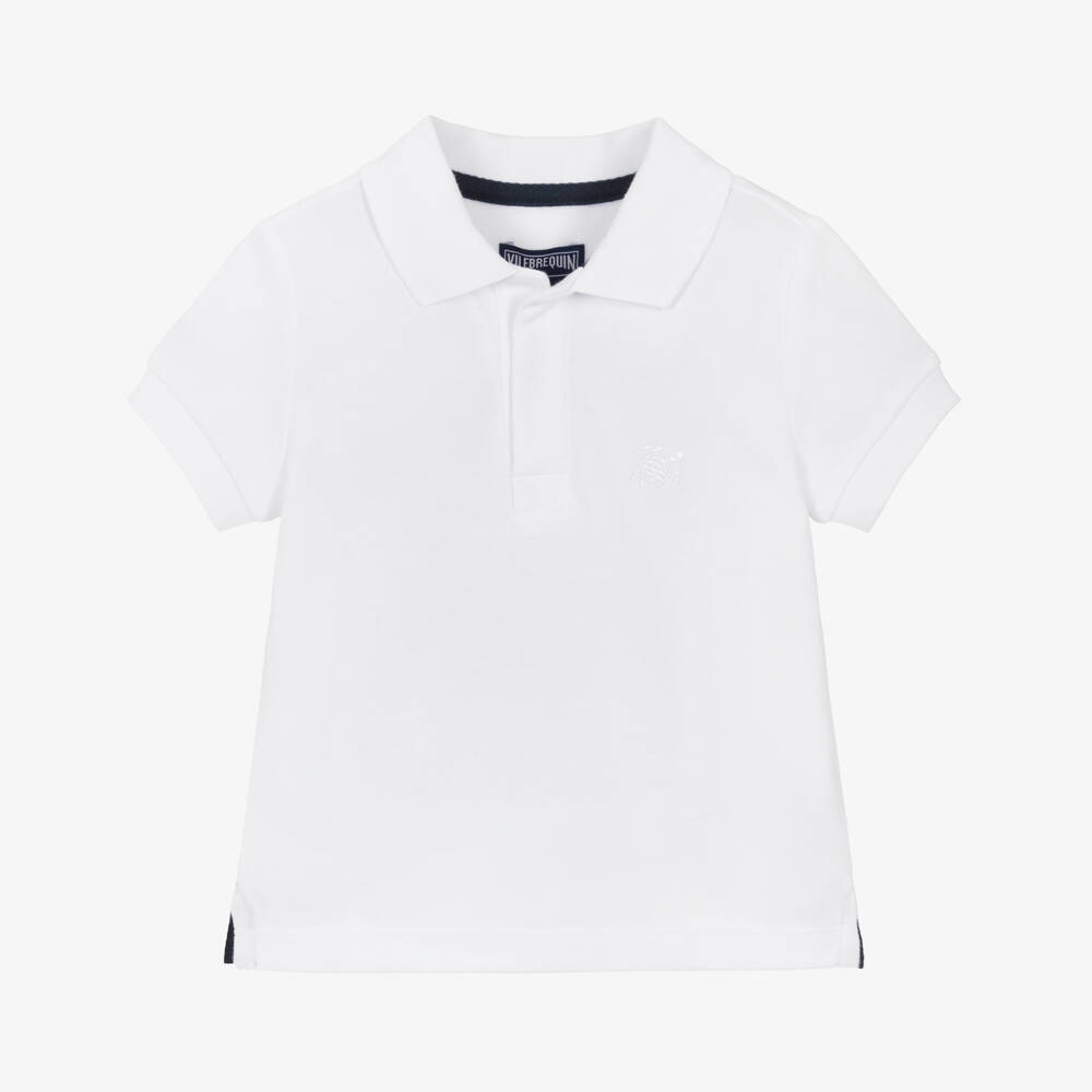 Vilebrequin-Boys White Organic Cotton Polo Shirt | Childrensalon