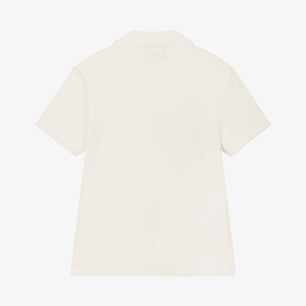 Vilebrequin-Boys White Organic Cotton Towelling Polo Shirt | Childrensalon