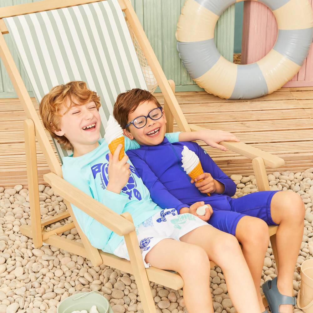 Vilebrequin-شورت سباحة بطبعة سلحفاة لون أبيض للأولاد | Childrensalon
