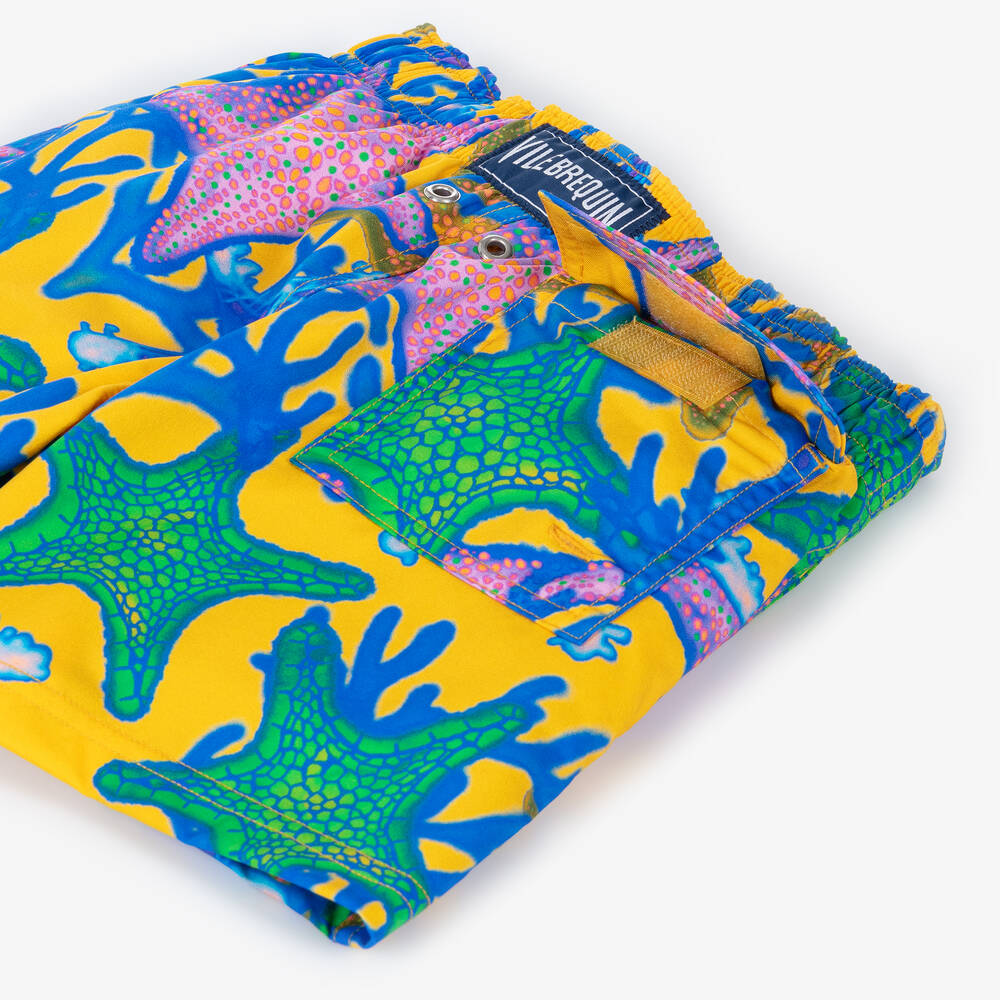 Vilebrequin-شورت سباحة بطبعة نجوم لون أصفر للأولاد | Childrensalon