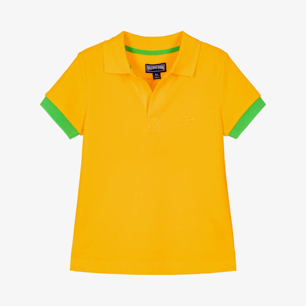 Vilebrequin-Boys Yellow & Green Organic Cotton Polo Shirt | Childrensalon