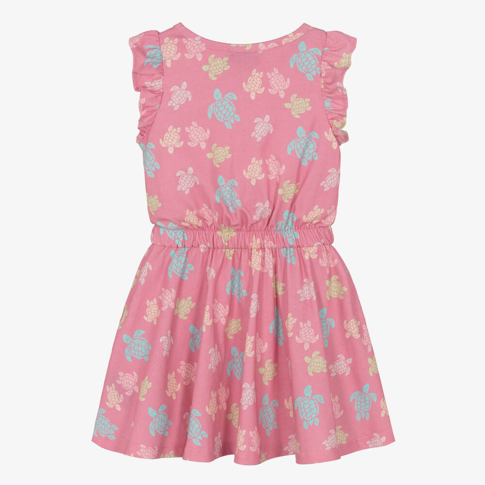 Vilebrequin-فستان قطن عضوي لون زهري بنقشة السلحفاة للبنات  | Childrensalon