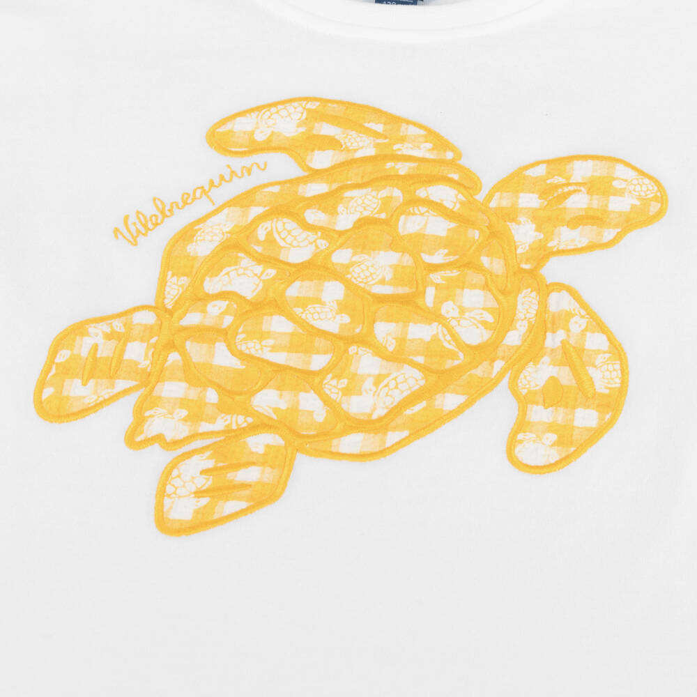 Vintage Ladybird-Girls White Organic Cotton Turtle T-Shirt | Childrensalon