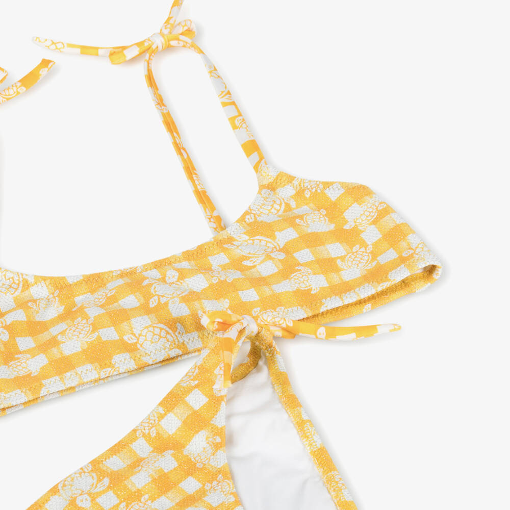 Vintage Ladybird-Бикини желтое в клетку с черепахами для девочек | Childrensalon