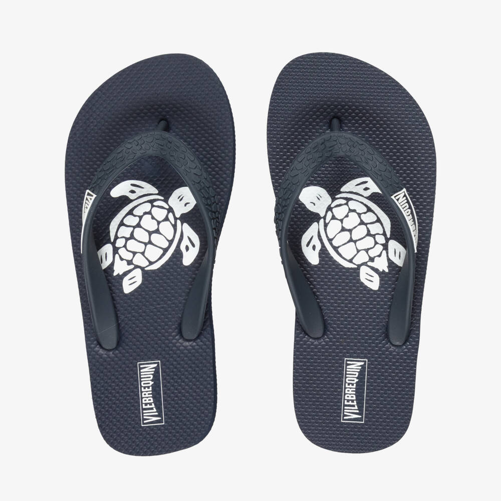 Vintage Ladybird-Navy Blue Turtle Print Flip Flops | Childrensalon