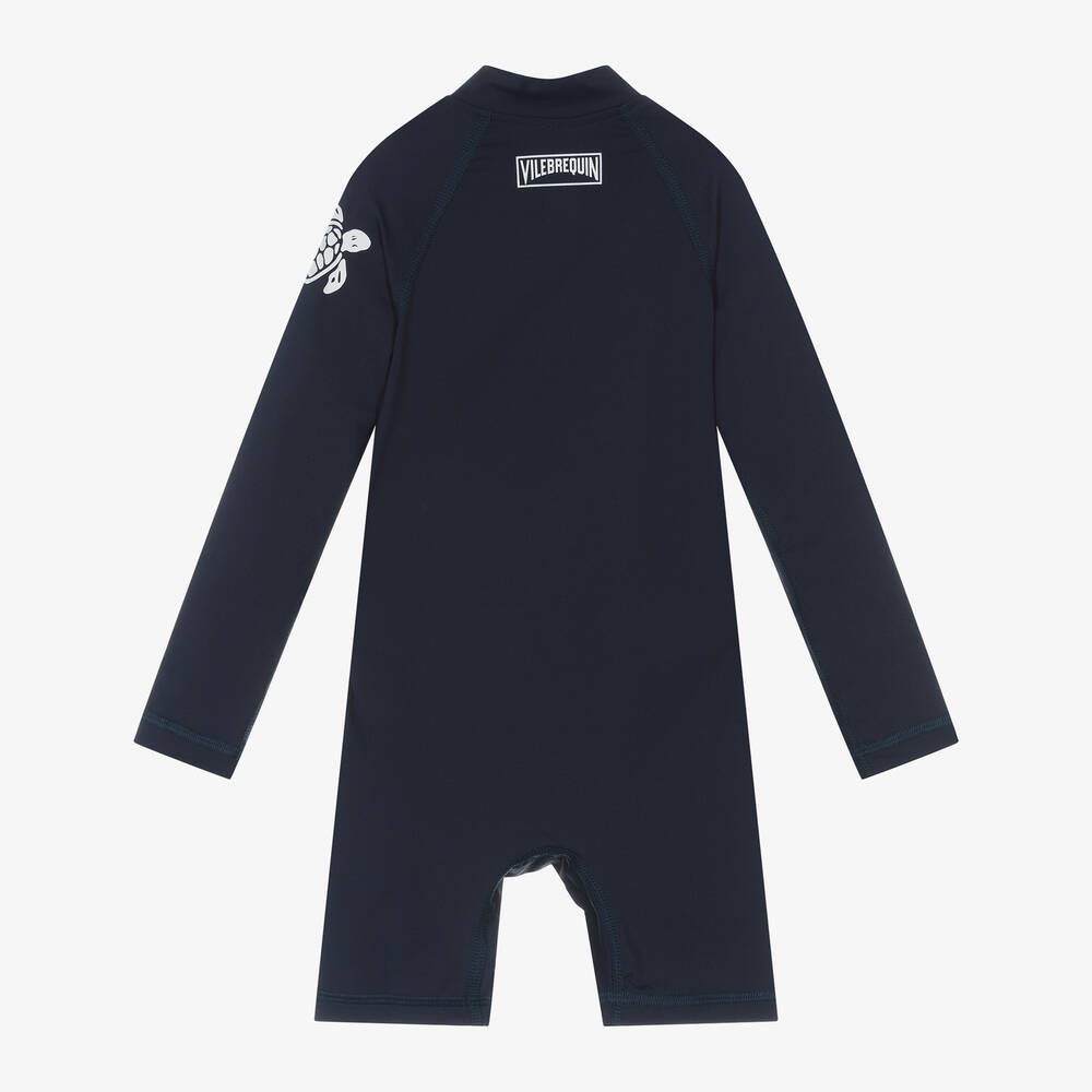 Vilebrequin-بدلة واقية من الشمس بطبعة السلحفاة لون كحلي (UPF50+) | Childrensalon