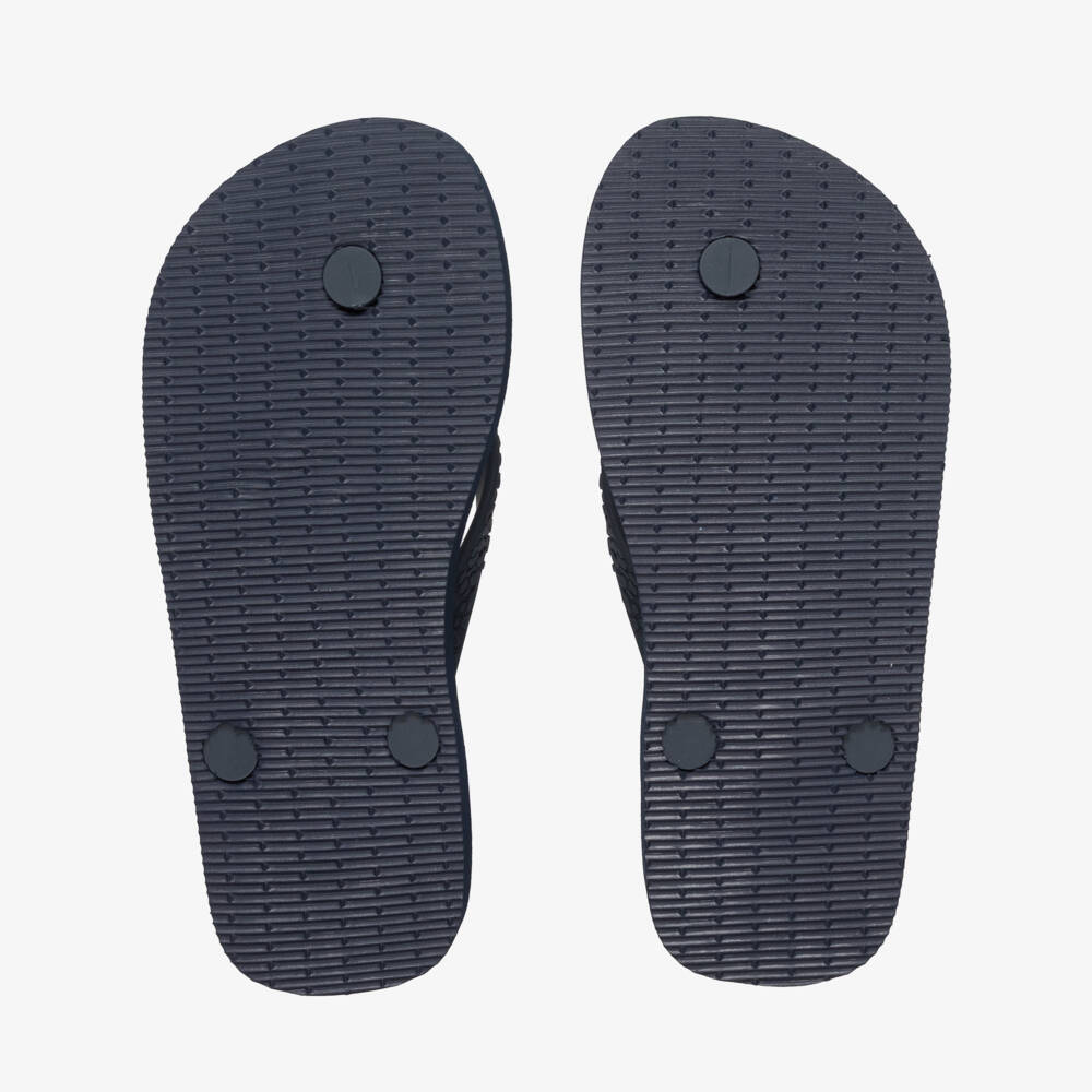Vilebrequin-Navy Blue Turtles Print Flip Flops | Childrensalon