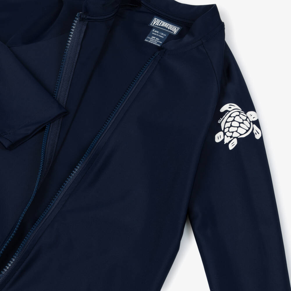 Vilebrequin-Navy Blue Zip-Up Sun Protective Swim Top (UPF50+) | Childrensalon