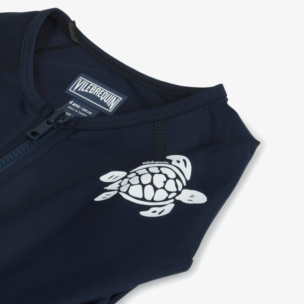 Vilebrequin-Navy Blue Zip-Up Swim Top (UPF50+) | Childrensalon
