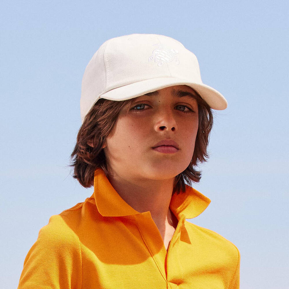 Vilebrequin-White Cotton Turtle Cap | Childrensalon
