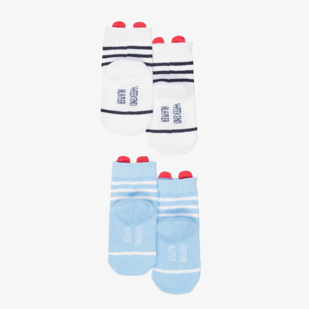 Week-end à la mer-Baby Boys White & Blue Socks (2 Pack) | Childrensalon