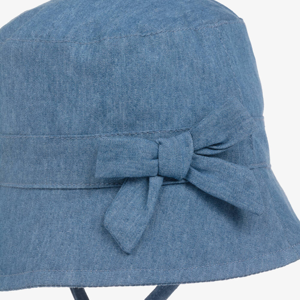 Week-end à la mer-Baby Girls Blue Chambray Sun Hat | Childrensalon