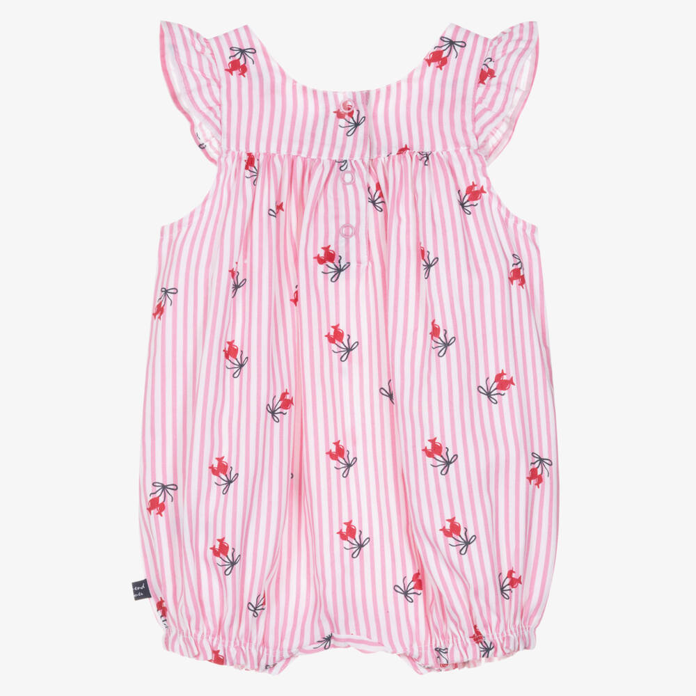 Week-end à la mer-Baby Girls Pink & White Striped Shortie | Childrensalon