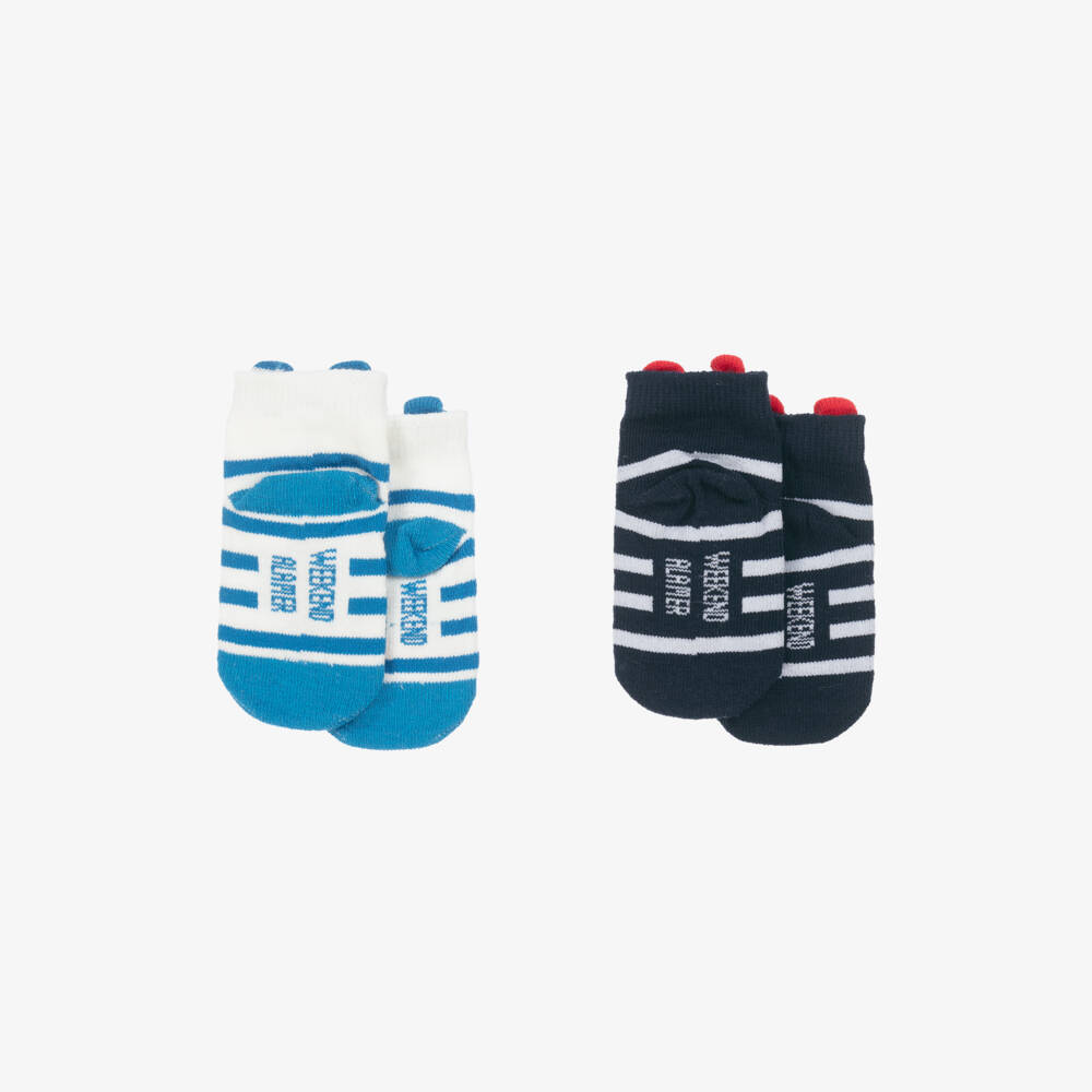 Week-end à la mer-Blue Stripe Seagull Motif Baby Socks (2 Pack) | Childrensalon