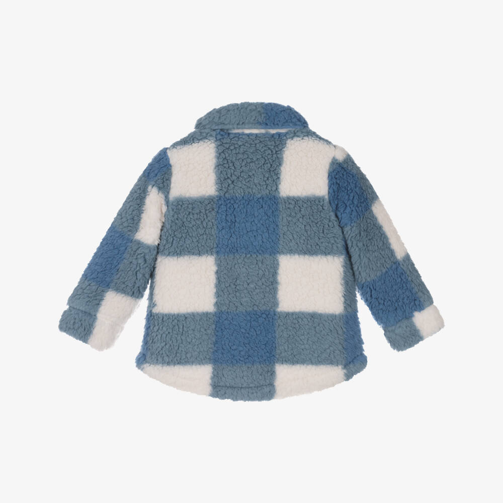 Week-end à la mer-Boys Blue Check Fleece Jacket | Childrensalon