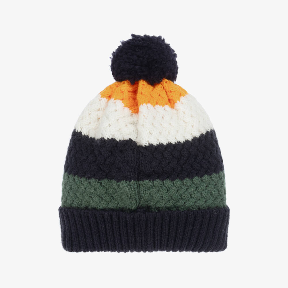 Week-end à la mer-Boys Blue Stripe Knitted Pom-Pom Hat | Childrensalon