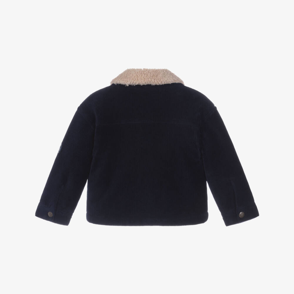 Week-end à la mer-Куртка вельветовая синяя с воротником из шерпы для мальчиков | Childrensalon