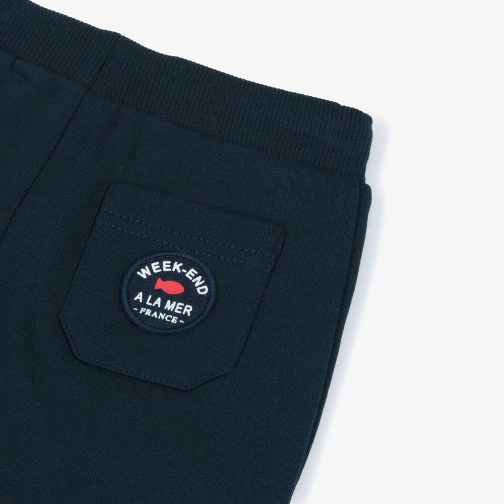 Week-end à la mer-Boys Navy Blue Cotton Drawstring Joggers | Childrensalon