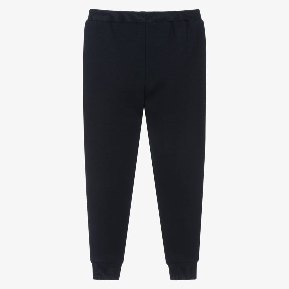 Week-end à la mer-Boys Navy Blue Cotton Joggers with Embroidered Crab | Childrensalon