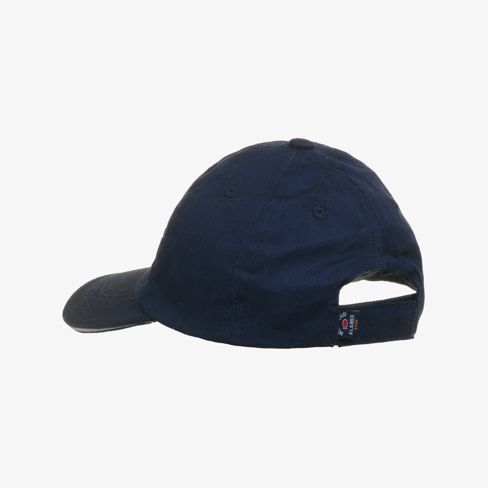 Week-end à la mer-Boys Navy Blue Cotton Logo Embroidered Cap | Childrensalon