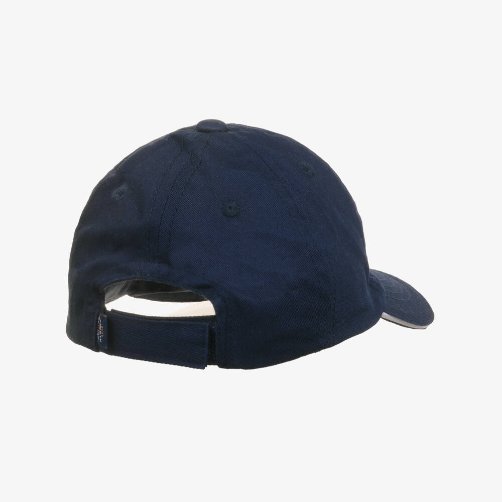 Week-end à la mer-Boys Navy Blue Cotton Logo Embroidered Cap | Childrensalon