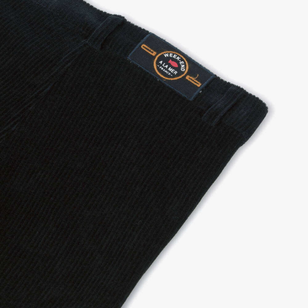 Week-end à la mer-Boys Navy Blue Velour-Corduroy Trousers | Childrensalon