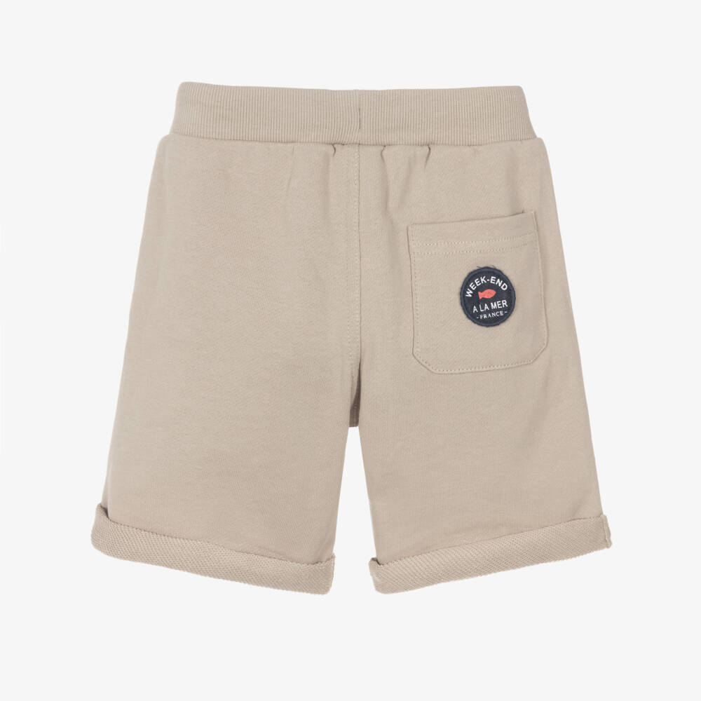 Week-end à la mer-Boys Pale Beige Cotton Jersey Shorts | Childrensalon