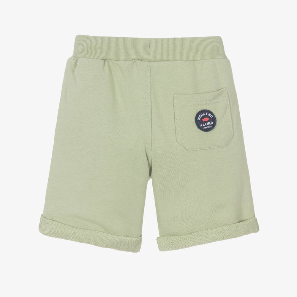 Week-end à la mer-Boys Pale Khaki Green Cotton Jersey Shorts | Childrensalon