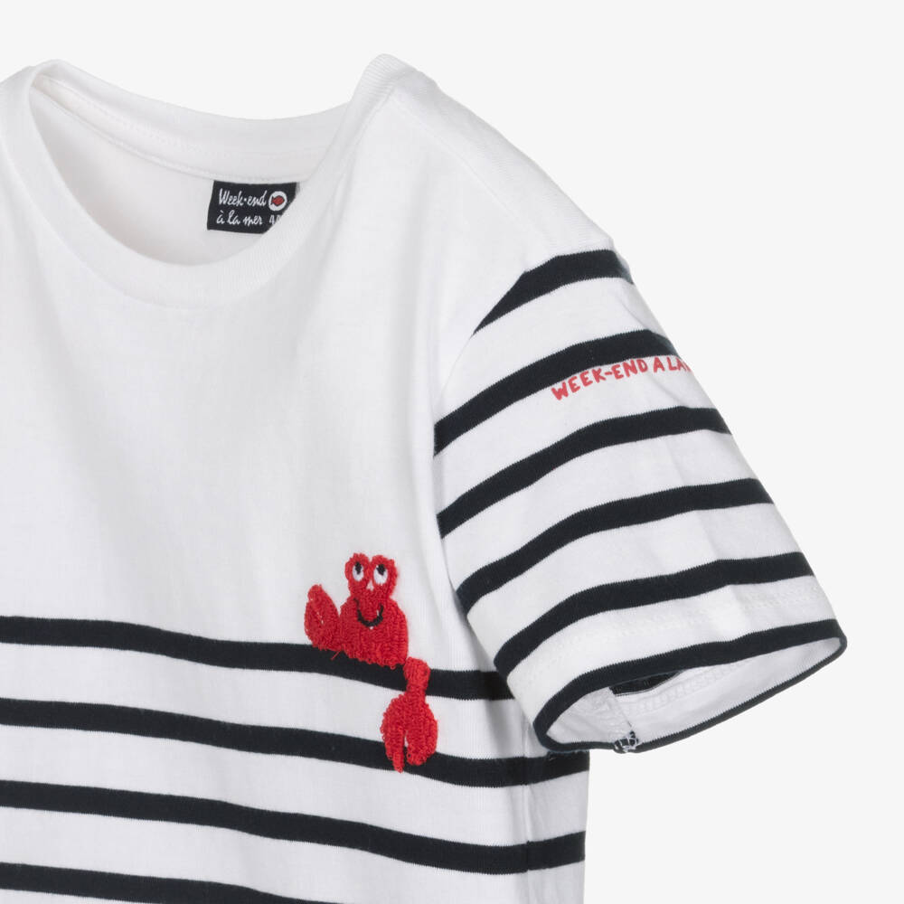 Week-end à la mer-Boys Red Cotton Shorts Set with Bouclé Lobster | Childrensalon