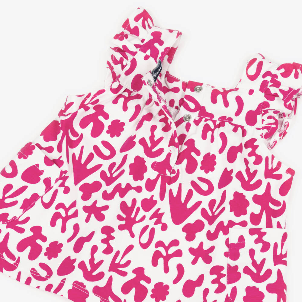 Week-end à la mer-Girls Pink & White Coral Cotton Leggings Set | Childrensalon