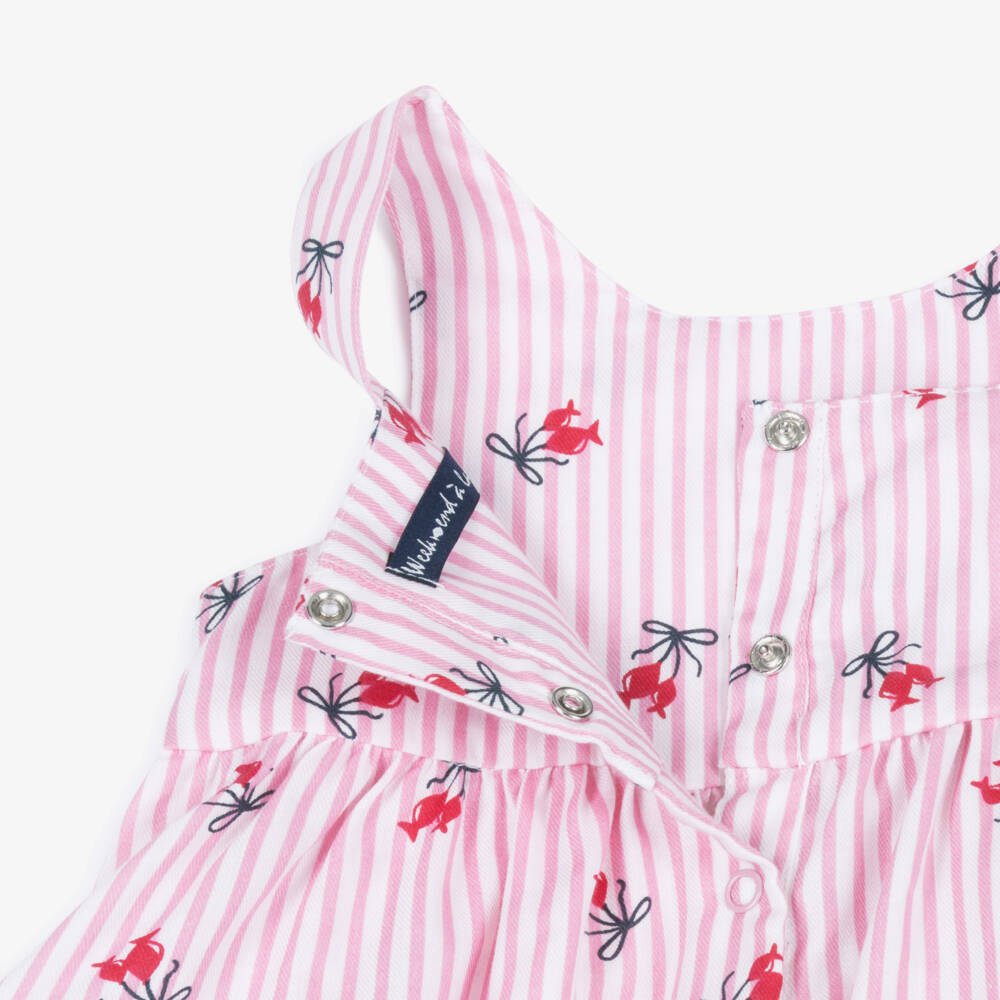 Week-end à la mer-Girls Pink & White Stripe Dress with Bow Print | Childrensalon