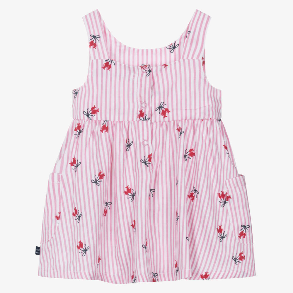 Week-end à la mer-Girls Pink & White Stripe Dress with Bow Print | Childrensalon