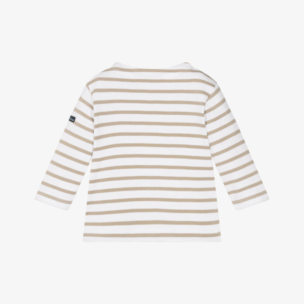 Week-end à la mer-White & Beige Breton Stripe Long-Sleeved Top | Childrensalon