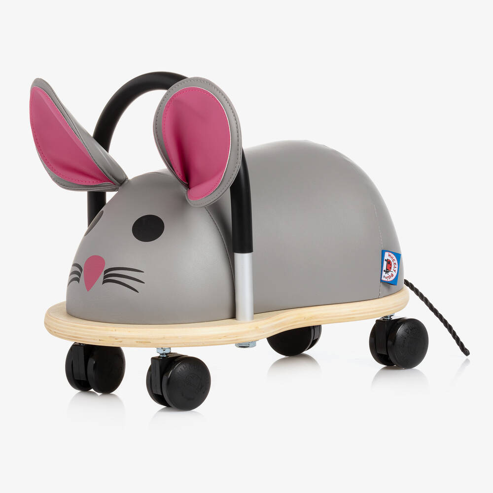 Wheely Bug-Grey & Pink Mouse Ride-On Toy (32cm) | Childrensalon