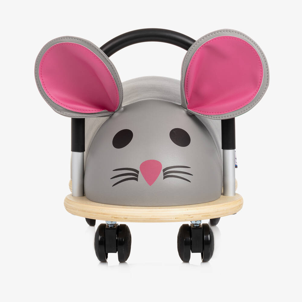Wheely Bug-Grey & Pink Mouse Ride-On Toy (32cm) | Childrensalon